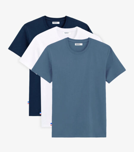 Nylae Men's T-Shirt Set – Pack of 3 (White / Navy / Sky Blue)